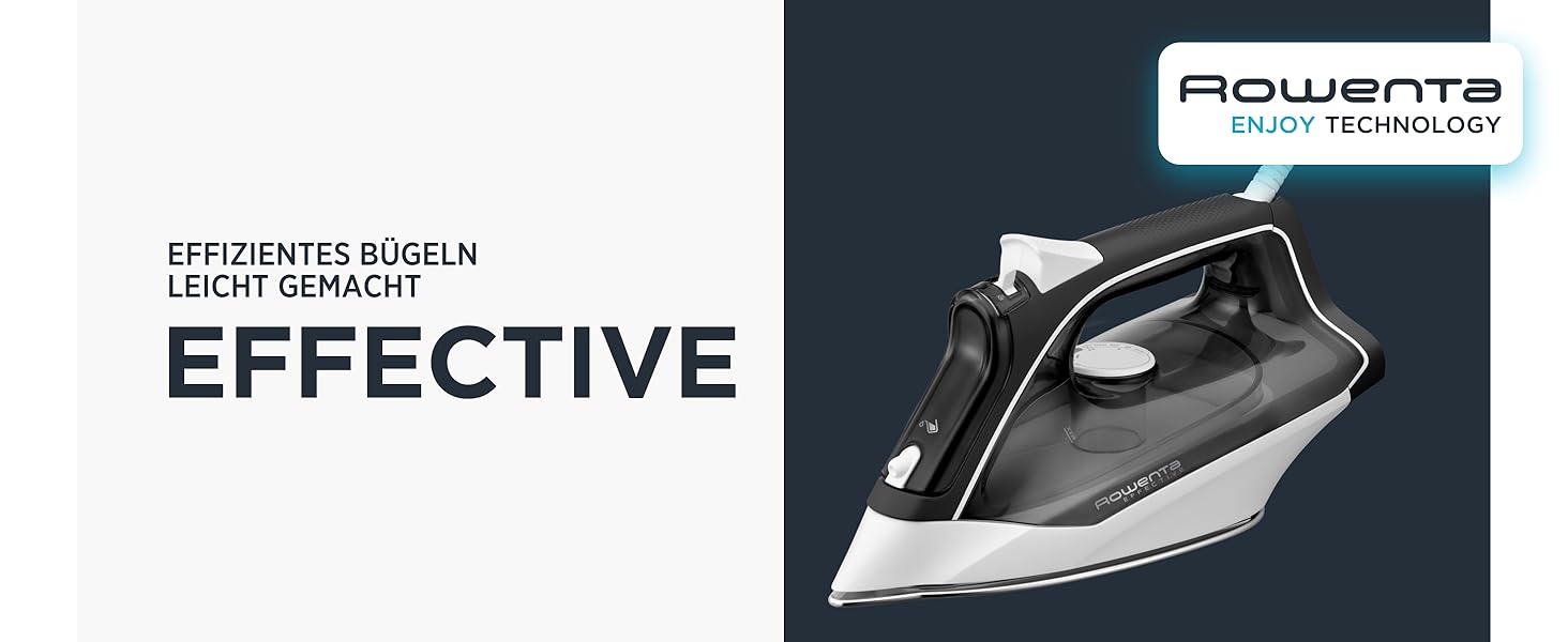 Праска Rowenta Effective DX1530 з парою: потужність 2000W, нержавіюча підошва, 30 г/хв постійна пара, 100 г/хв паровий удар