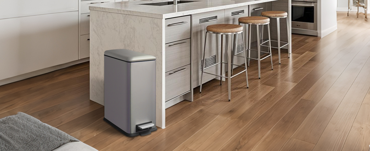 Трюмний смітник для кухні, нержавіюча сталь, 17л, з кришкою та внутрішнім відром