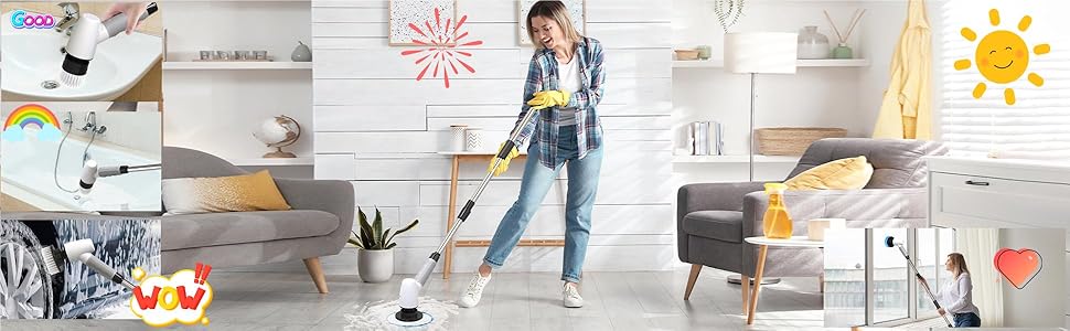 Електричний дрібний шкребок для чищення, щітка для дому, 400 об/хв, 8 змінних насадок, 90 хвилин роботи, 3 регульовані розміри, 2 регульовані швидкості для ванної кімнати Pro