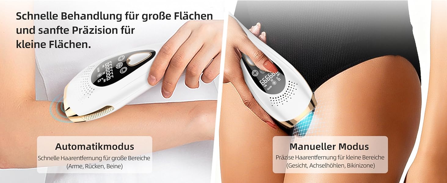Пристрій для епіляції IPL з охолодженням 6°C, безболісна епіляція для тіла та обличчя, 999,900 імпульсів, 9 рівнів потужності, білий