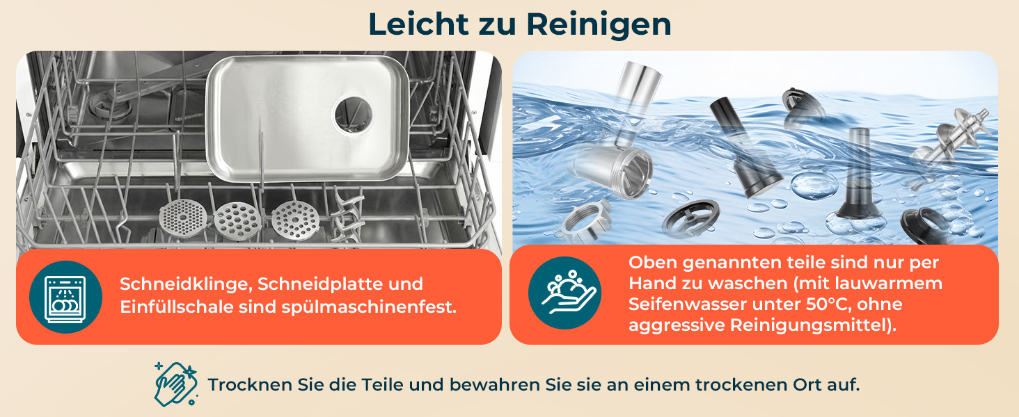 М'ясорубка електрична Fohere 2000 Вт з насадками для ковбас та кубів, 3 диски (7/5/3 мм), чорна