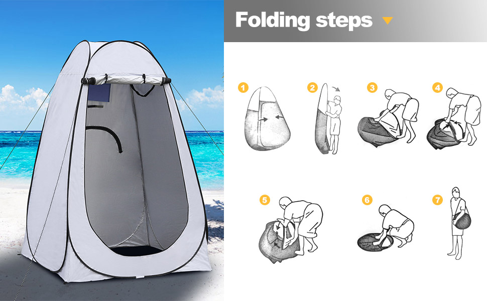 Намет для туалету CLIPOP Pop-Up, портативний, для відпочинку на природі, сірий (120x120x190 см)