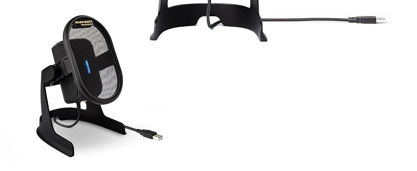 Мікрофон конденсаторний Marantz Professional MPM-1000U з великою мембраною, USB, з нирковою характеристикою для подкастів, студії, геймінгу, з кабелем USB та кліпсою для мікрофона