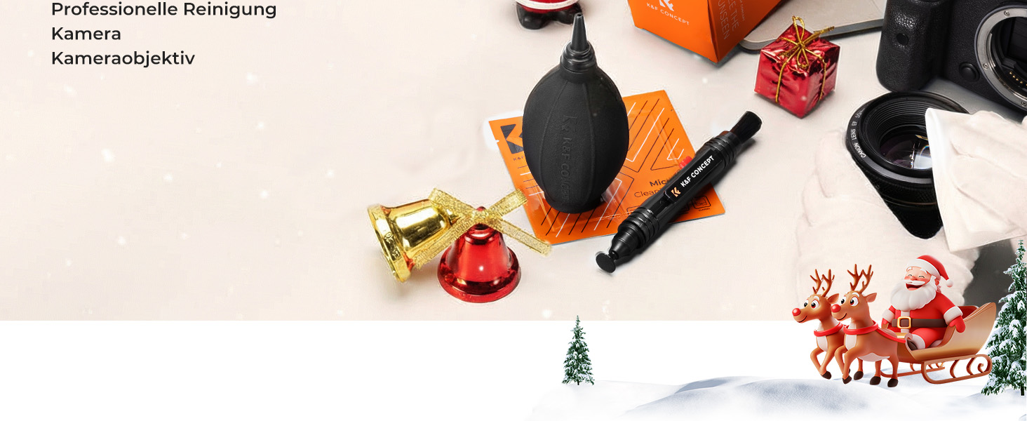 Набір для чищення об'єктивів K&F Concept 3-в-1: для фотоапаратів, об'єктивів, фільтрів, телефонів. Lenspen, щітка, повітряний насос, мікрофібра.