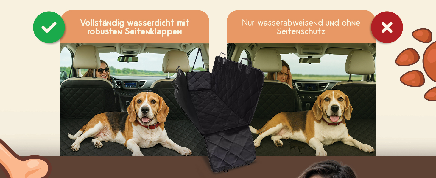 Накидка для собак у машину – водовідштовхувальна, неслизька та стійка до подряпин – захист заднього сидіння автомобіля для собак з боковими панелями, універсальна для легкових автомобілів, позашляховиків та вантажівок, ідеальна як захист заднього сидіння та багажника