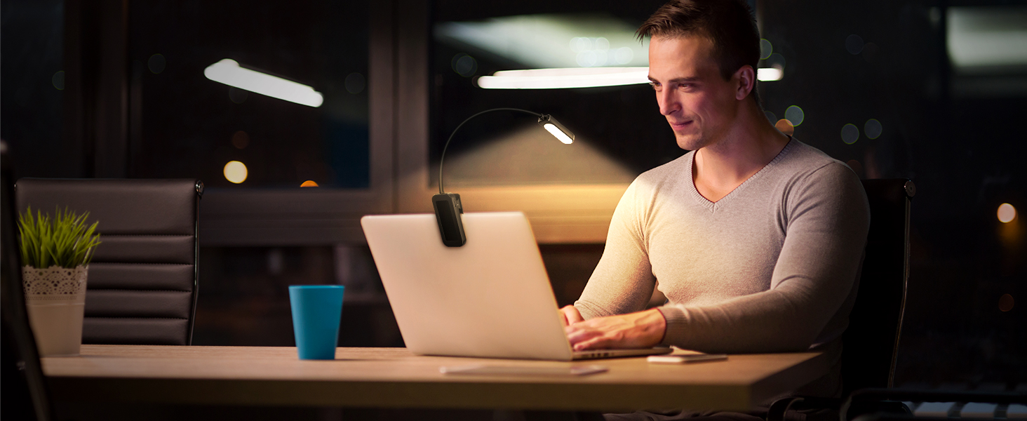 LED лампа для читання з кліпсою, захист очей, 6 LED, 3 режими яскравості (теплий/холодний/білий), USB перезарядна, 360° регульована, для читання, ліжка, офісу, подорожей, чорна