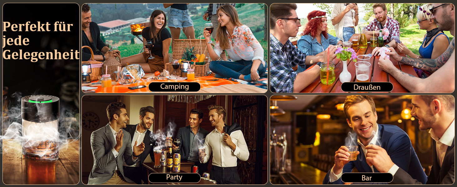 iDiskk Набір для копчення коктейлів: електричний димогенератор для віскі, вбудований запальник, 6 дерев'яних стружок для Old Fashioned, бурбон, міксологія