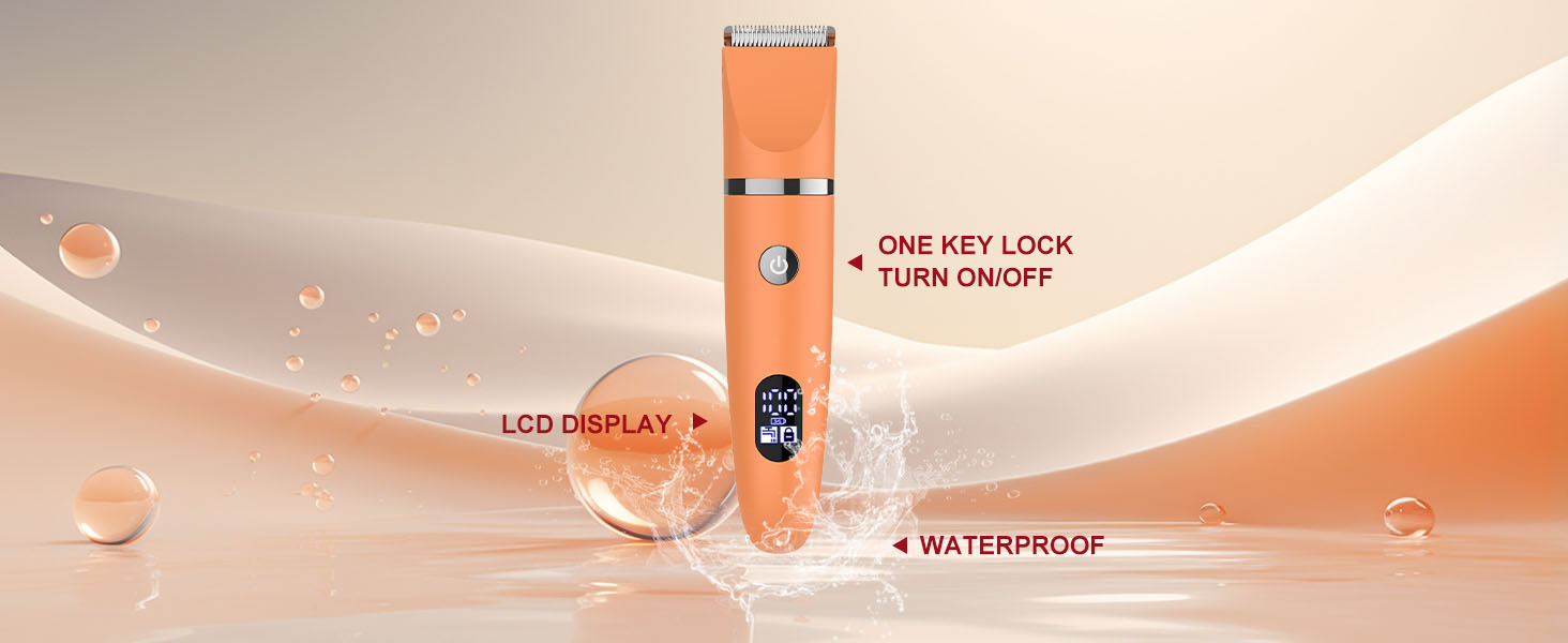 Електричний жіночий триммер 3-в-1 для обличчя, тіла та зони бікіні. Вологостійкий, з LCD-дисплеєм, помаранчевий