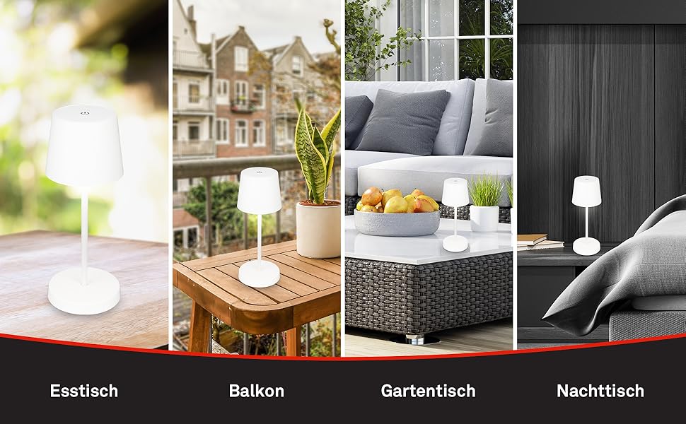 LED лампа BRILONER бездротова, диммерна настільна лампа з USB-C, для дому та кемпінгу, Ø105x260 mm