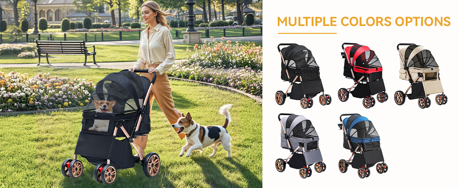 Візок для собак DWVO 3-в-1: візок, переноска, сумка для транспортування. Підходить для собак та котів до 22 кг. Зручний, складаний, з міцними EVA-колесами, кошиком та сітковими віконцями. Розміри: 58,5x76x105 см. Чорний колір.