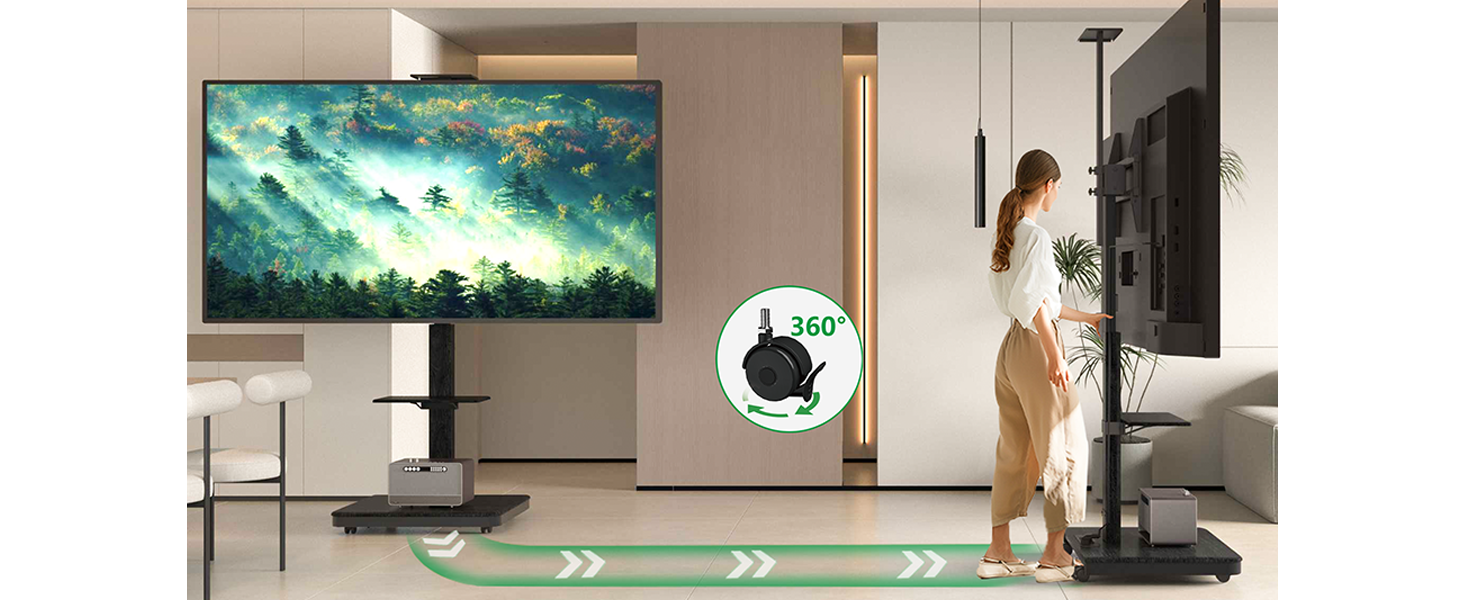 Моторний підставка для телевізора XTRARM Elite: регулювання висоти, VESA 600x400, максимальне навантаження 60 кг, з полицями та стійкою для кабелів (Білий/Чорний)