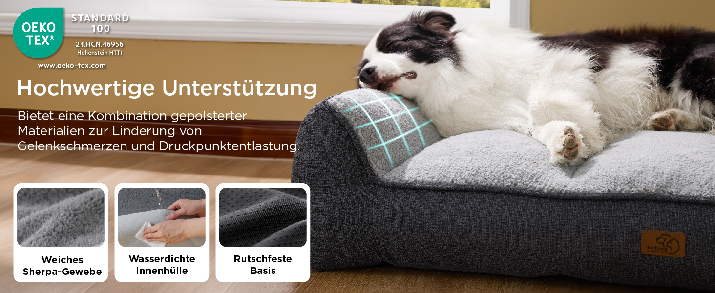BEDSURE Лежанка для собак великих порід - 106x76 см, товста, з водонепроникною наволочкою, антиковзаюча, з м'якого плюшу Sherpa, темно-сіра