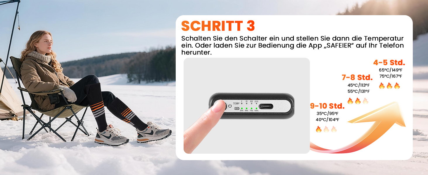 Електричні гріючі шкарпетки SOPPY, унісекс, 6000mAh, для катання на лижах, піших прогулянок, активного відпочинку, чорні