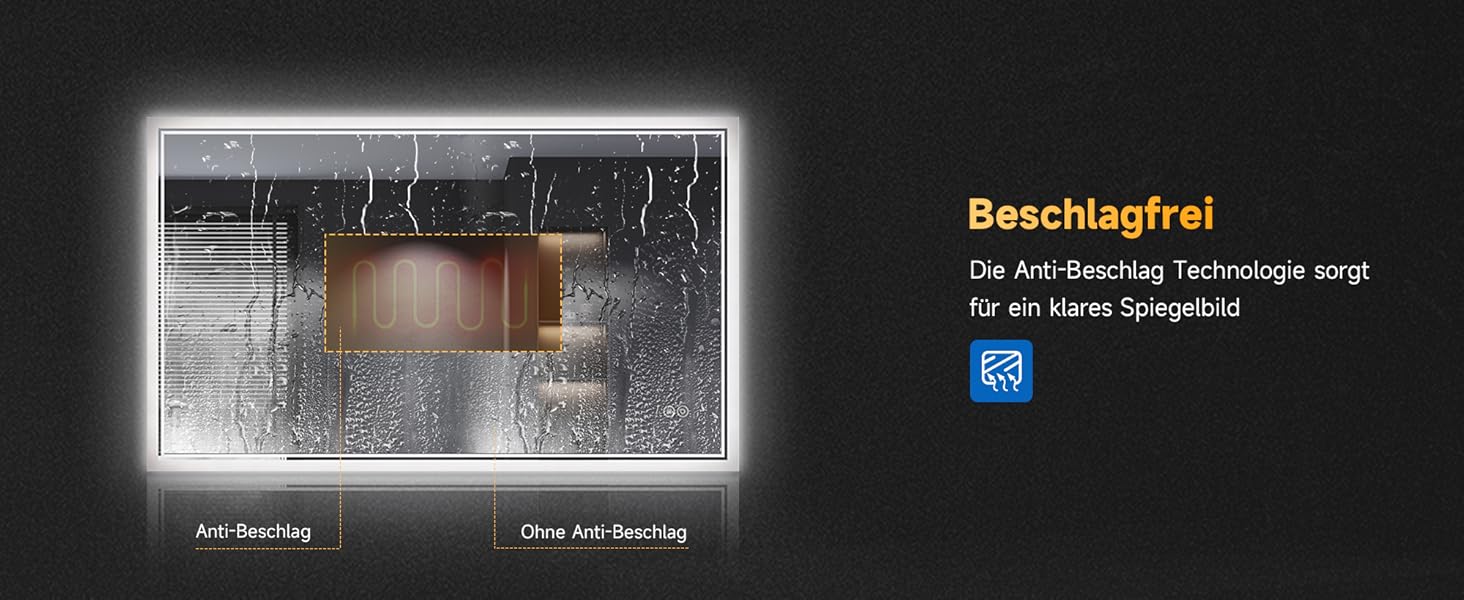 Дзеркало для ванної кімнати SONNI з підсвічуванням 80x60 см, 3 кольори світла, проти запотівання, LED, сенсорне керування, годинник, температура, 3-кратне збільшення