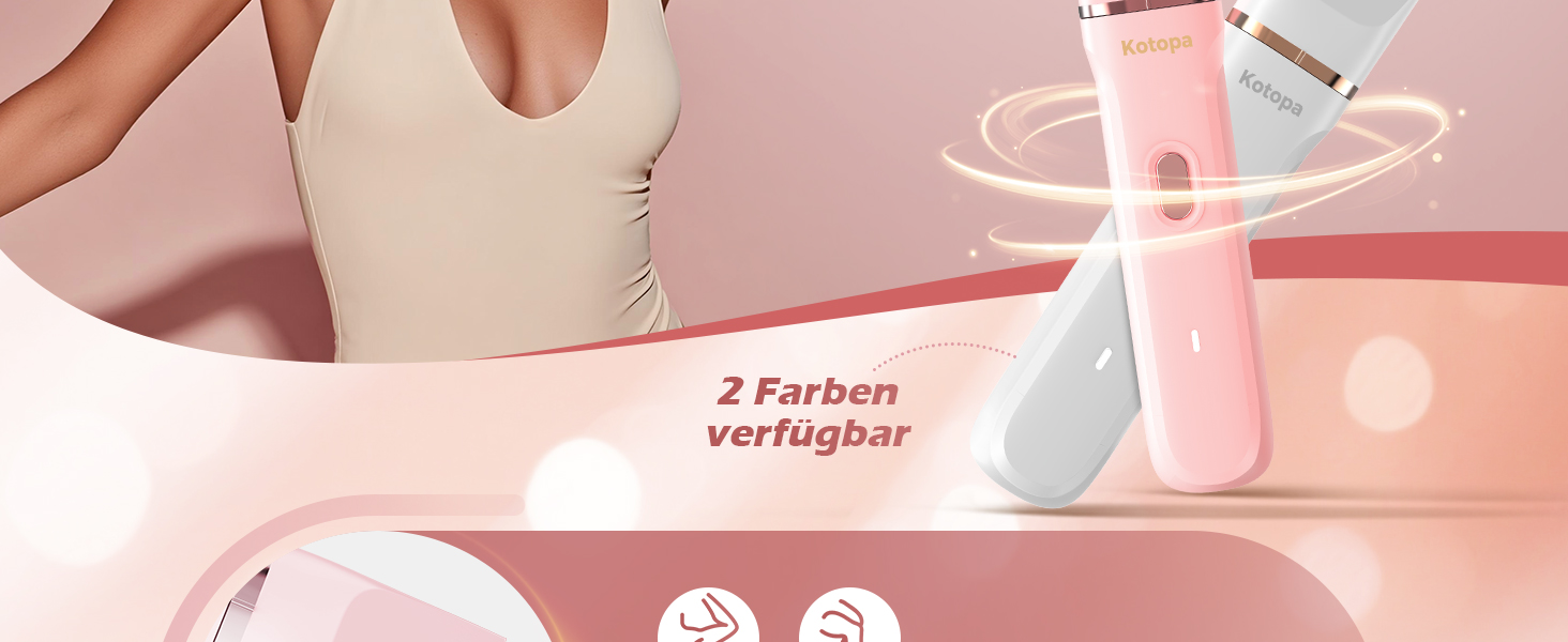 Електричний тример для інтимної зони для жінок 3-в-1, для бікіні, обличчя та тіла, бездротовий, водонепроникний, для чутливої шкіри (білий/рожевий)