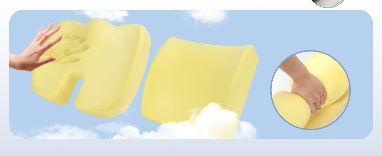 Ортопедична подушка для сидіння Feagar з memory foam, ергономічна подушка для офісного крісла, інвалідного візка, автокрісла, подушка для куприка, чорна (набір, XL (90-150 кг))