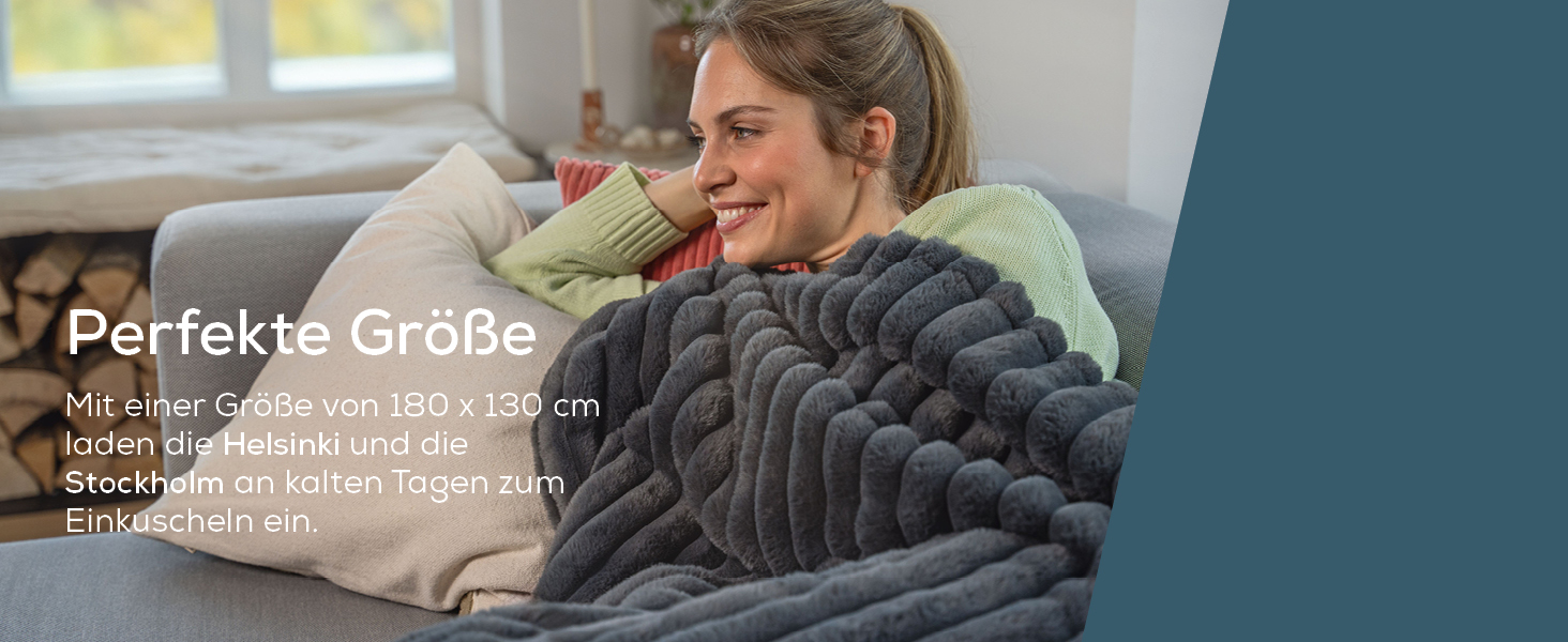 Електрична ковдра Beurer HD 75 Nordic з штучним хутром, 6 температурних режимів, автовимкнення, 180x130 см, бежево-коричнева