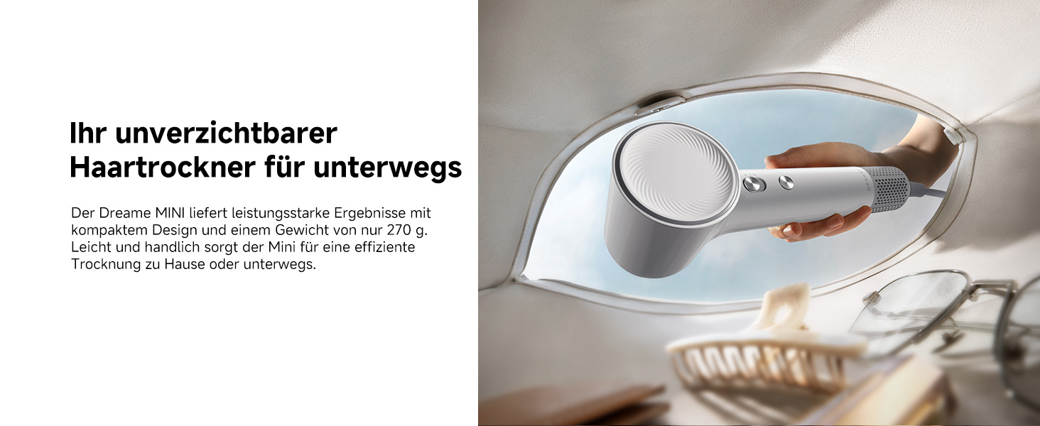 Фен для волосся DREAME Hair Dryer - Швидке сушіння, 110 000 обертів/хв, іонізація, регулювання температури та швидкості, насадка-дифузор, тиха робота, білий