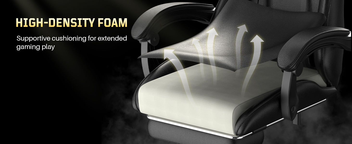 Ігрове крісло Bigzzia Ergonomic Gaming Stuhl з підніжкою та функцією масажу, чорне
