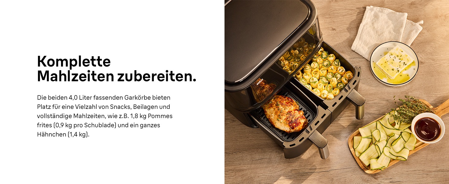 Фритюрниця електрична Braun TwinCook 3 TD3030IBK 8л (2 камери) з синхронізацією, 8 програм, чорна