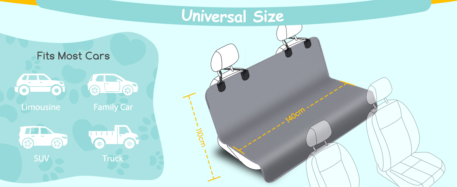Чохли на сидіння для собак Nobleza: водонепроникні, зносостійкі, Oxford-тканина, універсальні для SUV, 140 x 110 см (сірий)