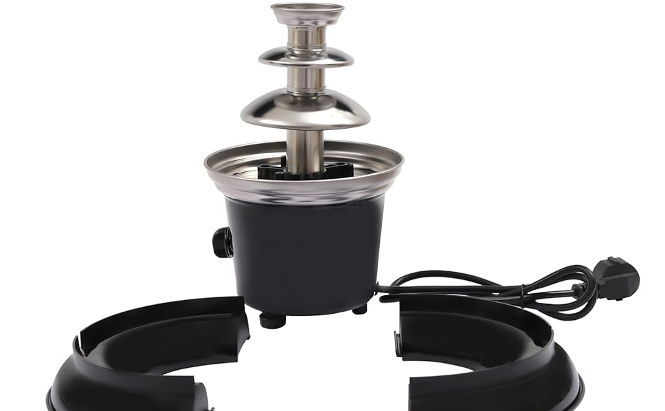 Електричний шоколадний фонтан на 3 яруси з функцією плавлення, 40W, ємність 0.45 кг, з нержавіючої сталі, для вечірок, днів народжень, весіль