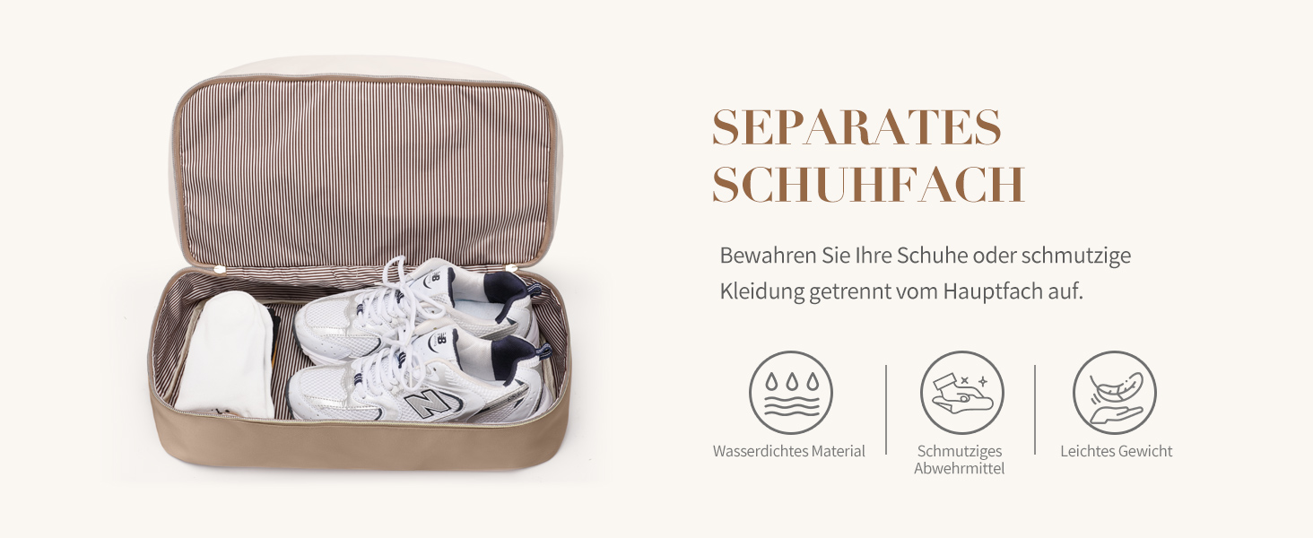 Сумка дорожня VNINE Weekender 30л бежева з відділенням для взуття та косметички, водонепроникна спортивна сумка для ручної поклажі, сумка для пологового будинку/подорожей