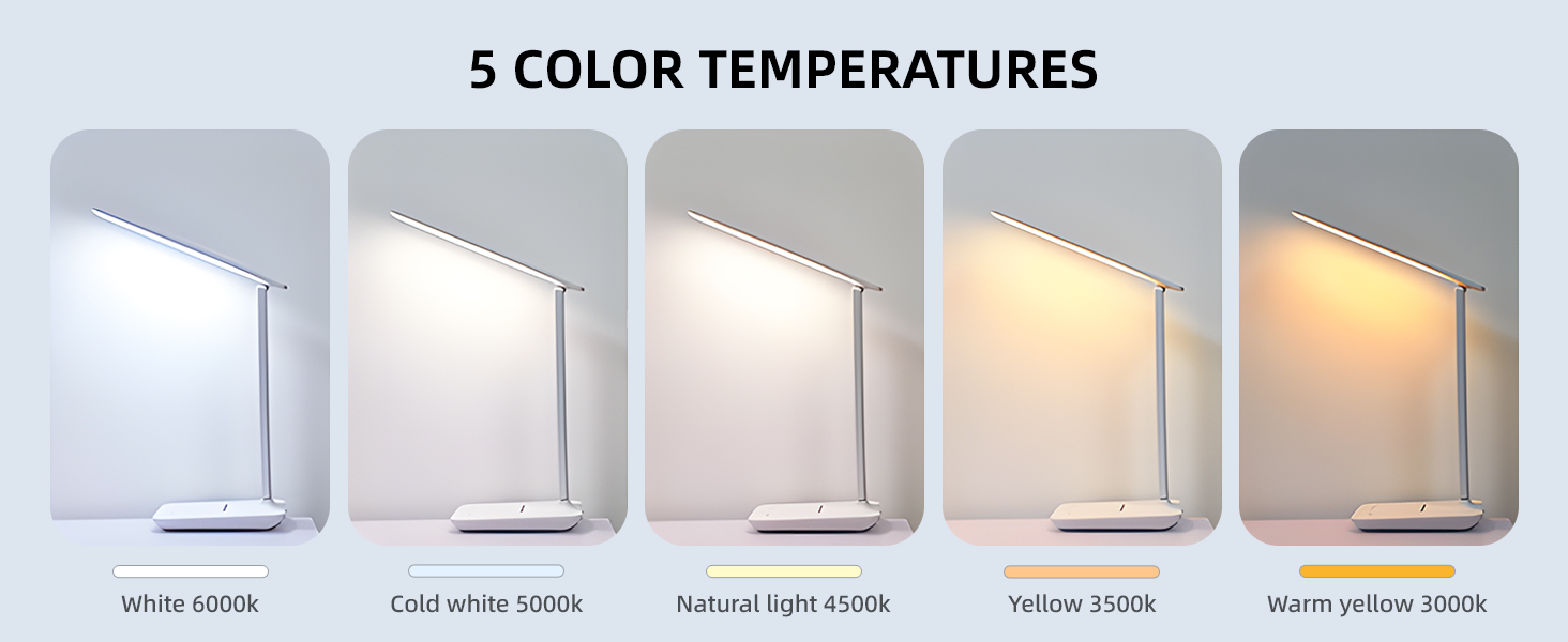 LED лампа настільна Carehabi з USB, 5 кольорів та 5 рівнів яскравості, торкання, для дітей, кімната, офіс