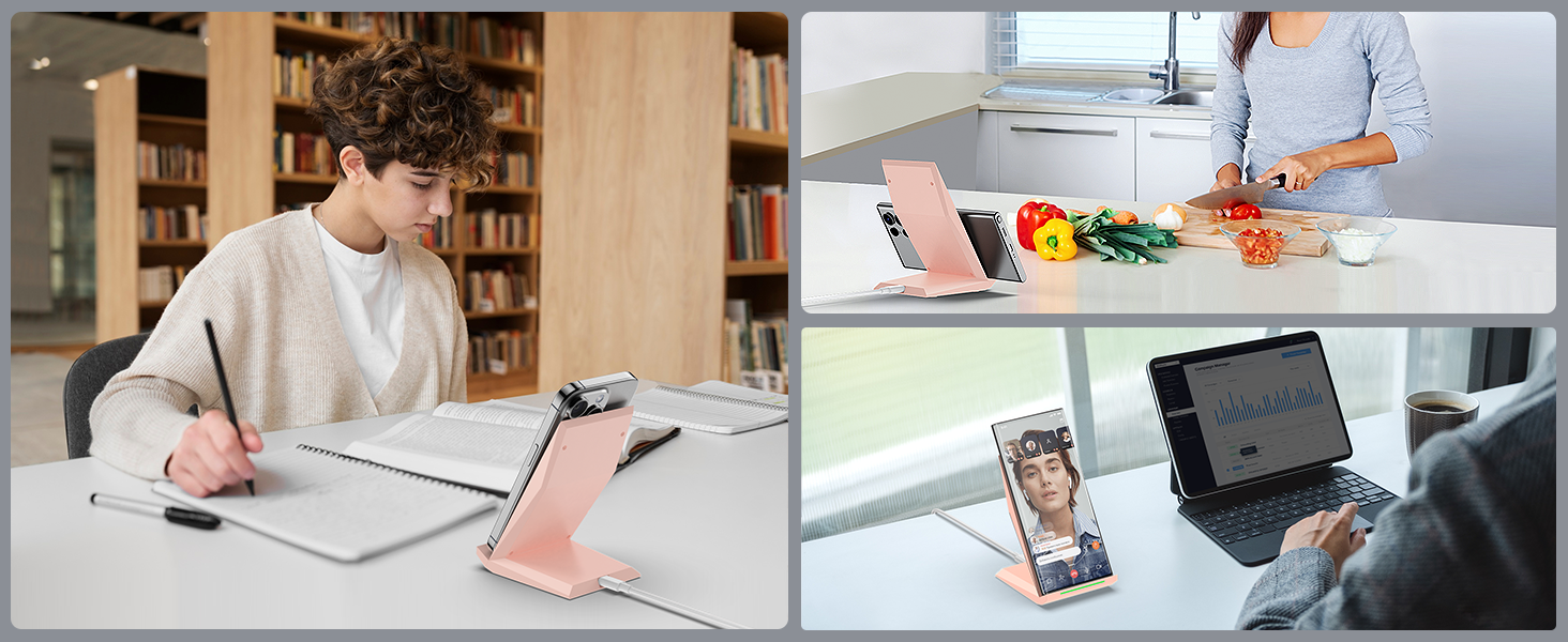 Бездротовий зарядний пристрій NANAMI Qi з адаптером USB-C 20W PD, сумісний з iPhone 17/16/15/14/13/12 Pro Max XR 8 та Samsung Galaxy S25/S24/S23/S22 (рожевий)