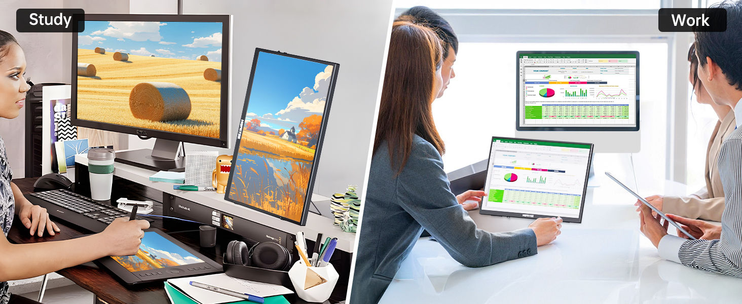 Портативний монітор 12.3 дюйма, FHD 1920x1280, IPS без відблисків, sRGB 100%, 60Hz, динаміки, USB-C, Mini-HDMI, VESA, для Windows/macOS, ігор та роботи (без сенсорного екрану)