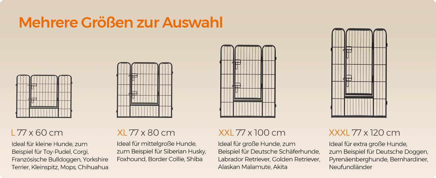 Вольєр для тварин Feandrea Freilaufgege, XL, 77 x 120 см, чорний, з 8 панелей, для дому та вулиці