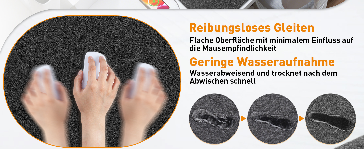 Підкладка під стіл з фетру 100 x 43 см, велика миша, антиковзаюча, для офісу та дому (темно-сірий)