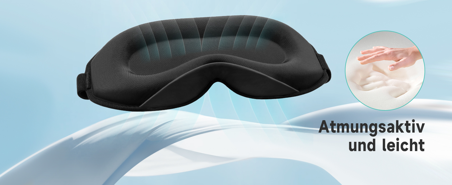 Маска для сну Umisleep для тих, хто спить на боці, з 3D-кишеньками для очей та регульованим гумовим ремінцем, блокує світло та дихає, підходить для чоловіків та жінок, для подорожей та йоги, чорна