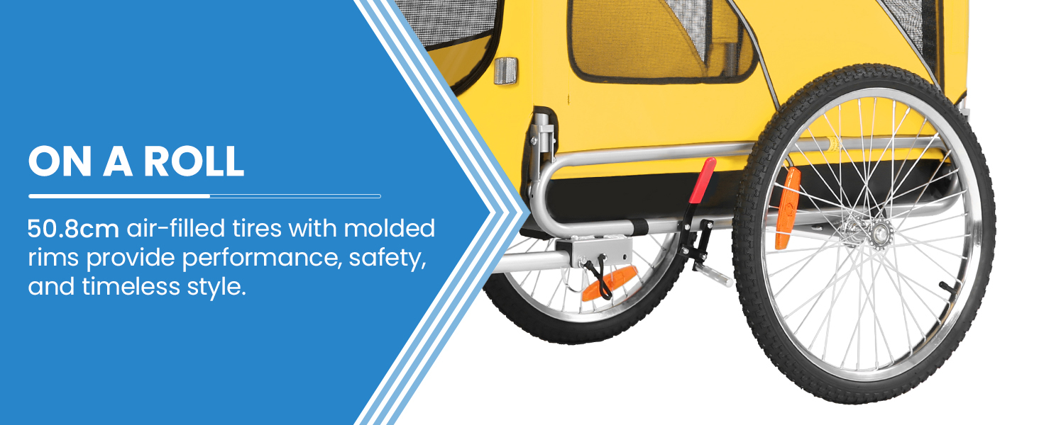 SEPNINE® Причіп для собак на велосипеді XL, 2-в-1: причіп та візок для бігу, з відбивачами та гальмом, матеріал 600D Oxford Canvas, максимальне навантаження 40 кг, помаранчевий (жовтогарячий)