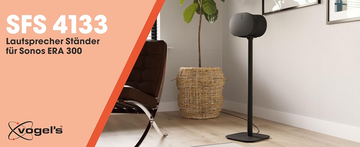 Стійка Vogel's SFS 4113 для Sonos ERA 100: білий, з кабелепроводом, TÜV-сертифікована, 82 см