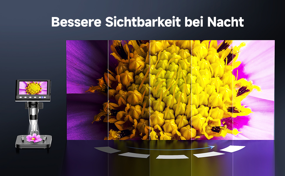 Цифровий мікроскоп Leipan LPM7 4.3' для дітей та дорослих, 1000x збільшення, IPS дисплей, 8 LED, USB-підключення до ПК (Windows/Mac), 32GB TF-карта, DM7-4.3' монетосвід