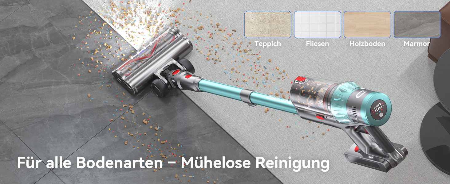 Бездротовий акумуляторний пилосос YU7 580W з потужністю всмоктування 47000Pa, час роботи до 70 хвилин, сенсорний екран, для килимів, шерсті тварин, твердих поверхонь