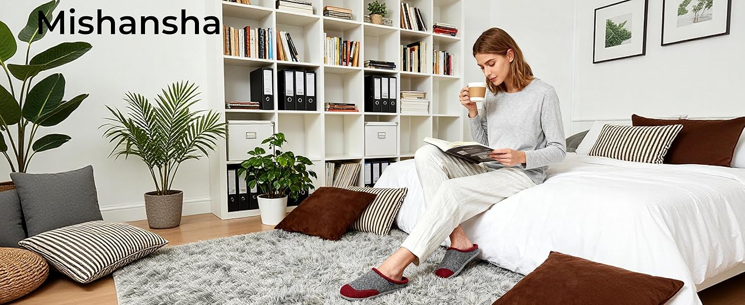 Тапочки домовими з фетру Mishansha для жінок та чоловіків, зимові, зручні, чорні, розмір 36-48