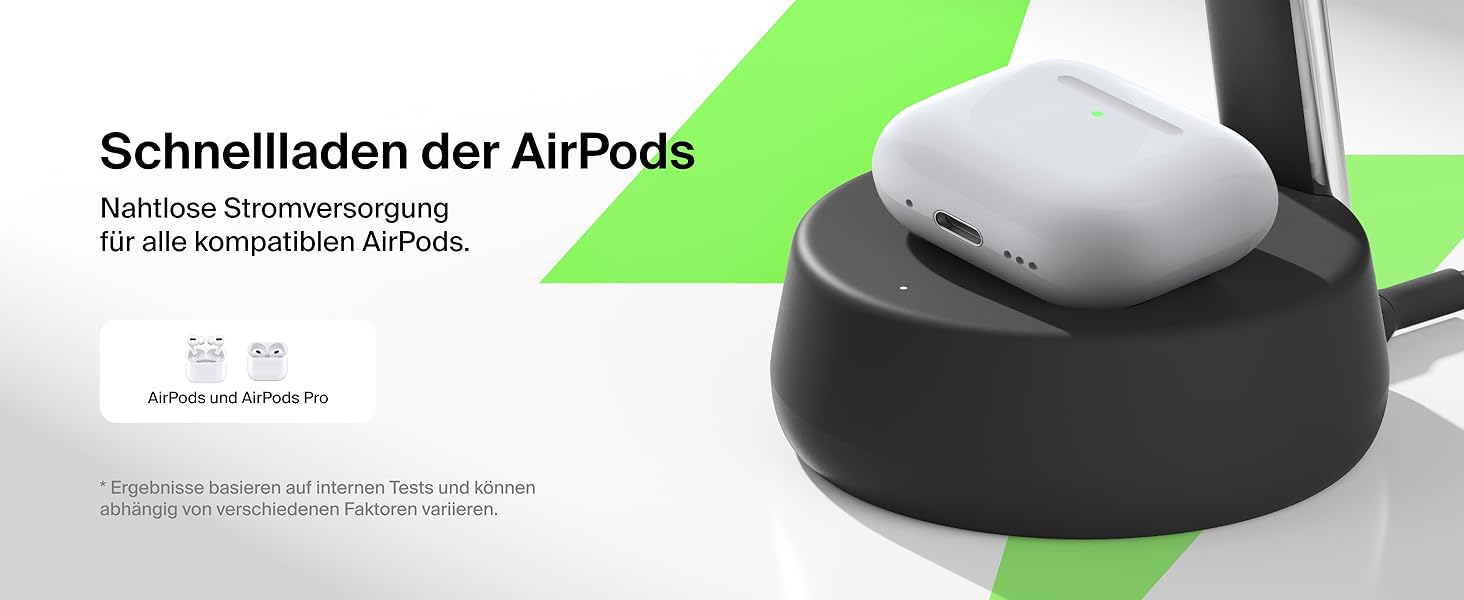 Belkin UltraCharge Pro Qi2.2 Бездротова зарядка 3-в-1 25W MagSafe сумісна для iPhone, Apple Watch, AirPods, Pixel – Чорна