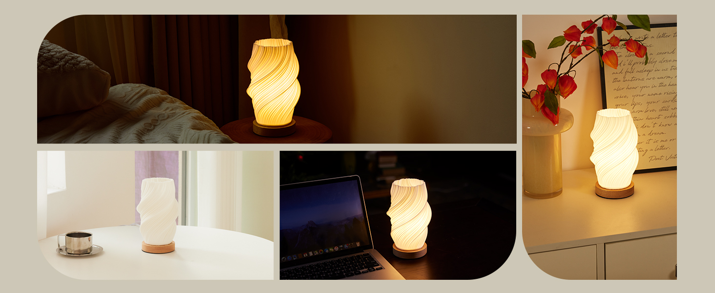 Стійлова лампа Dawnwake для спальні та вітальні, дерев'яний цоколь, LED-освітлення