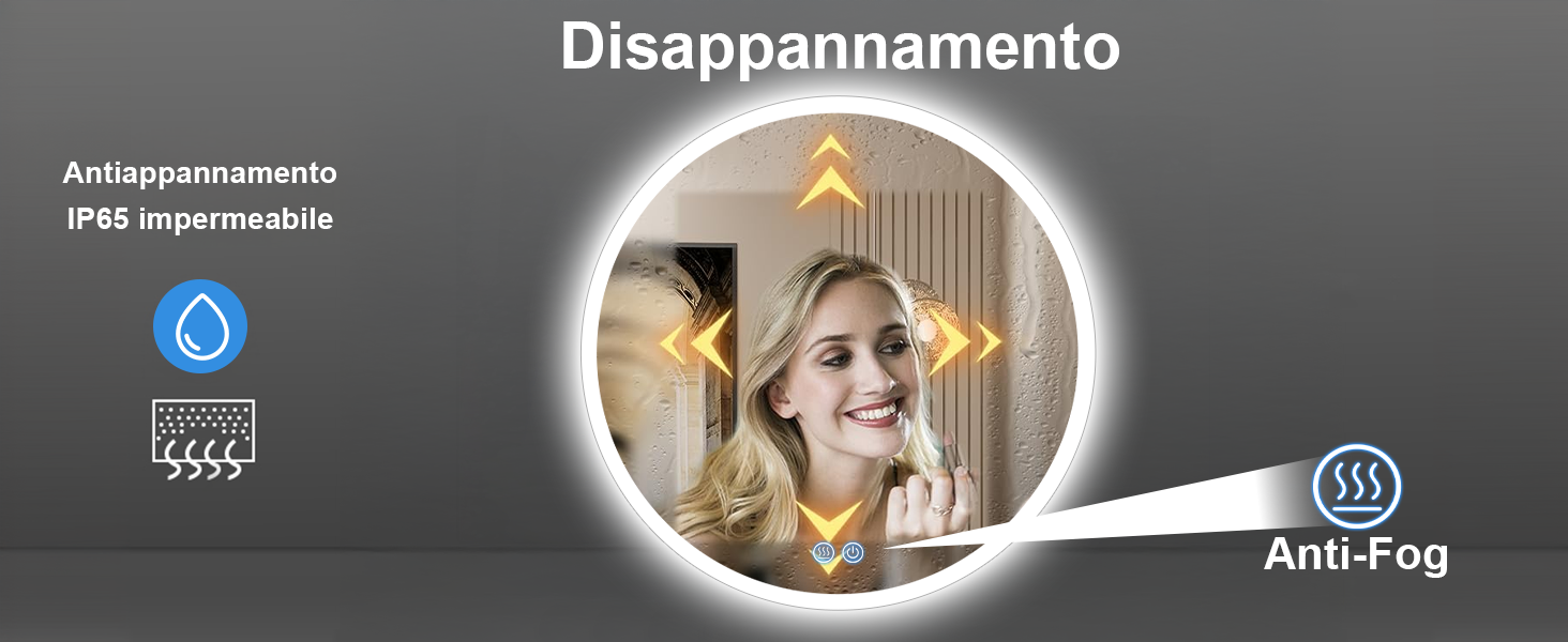 Дзеркало для ванної кімнати з підсвічуванням 80x80 см Fow Halo Simple, LED, сенсорне управління, IP65, пам'ять, 3 кольори, регулювання яскравості, проти запотівання, HD скло