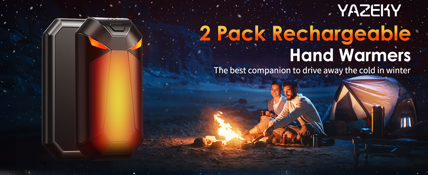 Електричні грілки для рук 2 шт. - подарунок для чоловіків на Різдво. Зігрівачі для активного відпочинку, походів, гольфу. Магнітні, акумуляторні, чорного кольору.