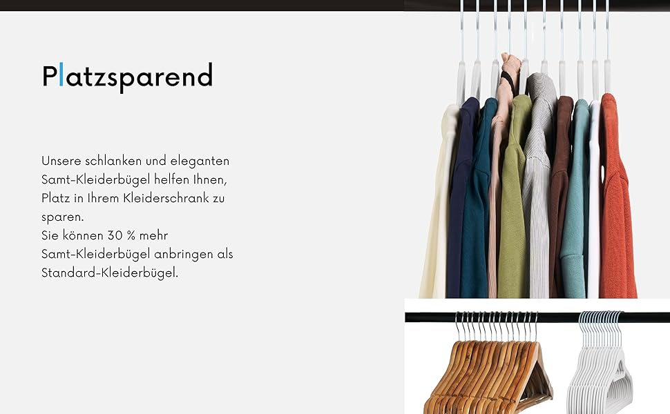 Вішалки для одягу OGIVO - набір 20 шт. з антиковзаючим покриттям, обертаються на 360°, з вирізами для плечей - для сорочок, блузок, краваток