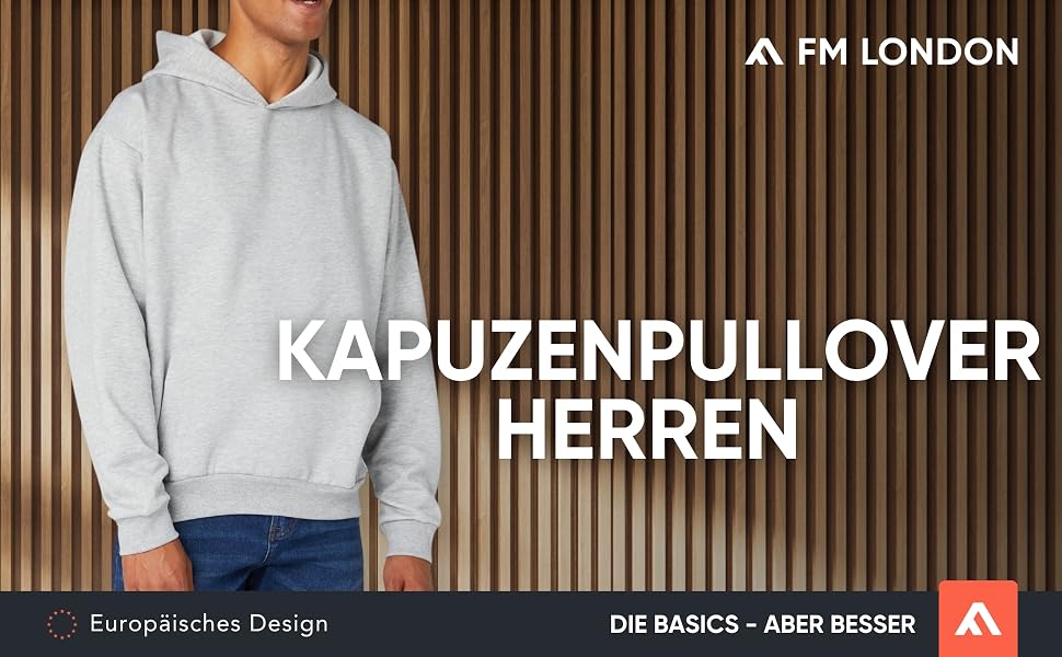 Чоловічий худі FM London Essentials Oversized — теплий прогулянковий худі з капюшоном, бавовняна суміш, чорний, розмір XL
