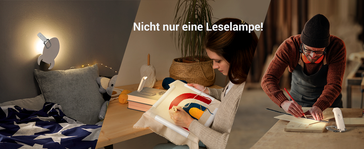 LED лампа для читання DEWENWILS на кліпсі, USB перезарядна, 2 рівні яскравості, тепле біле світло, подарунок для дітей та книголюбів