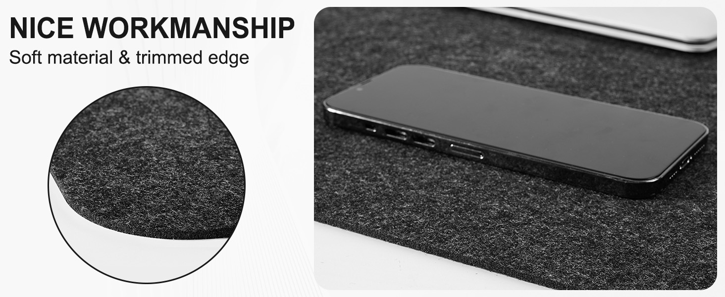 Підкладка на стіл з фетру | 100x40 см | Нековзна килимок для миші | Великий килимок для столу | Захист столу для офісу та дому (темно-сірий)