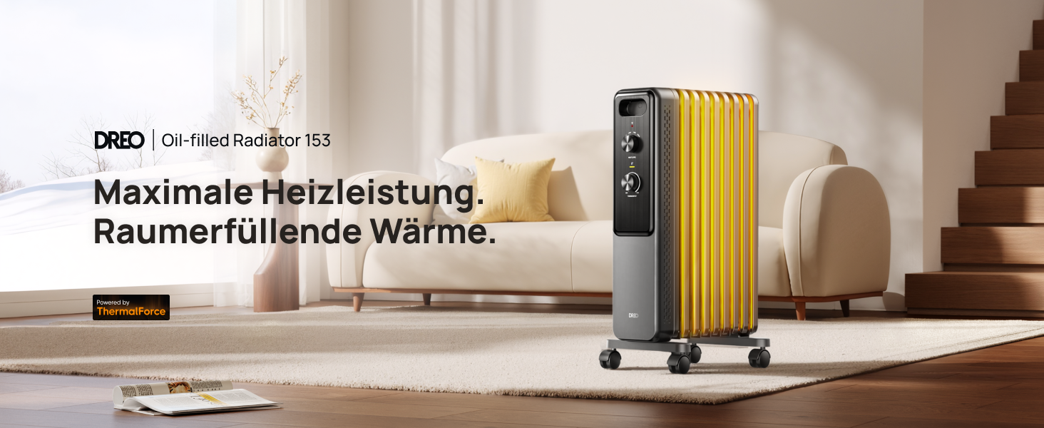 Електричний масляний радіатор Dreo з 9 ребрами, 2000W, тихий, з захистом від перегріву та перекидання, термостат, дитячий замок, енергозберігаючий