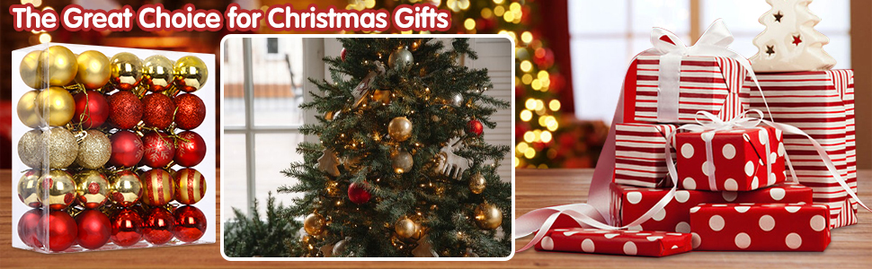 Набір ялинкових прикрас 50 шт. Червоні та золоті кулі для ялинки, міцний пластик, з гачками, для дому та саду