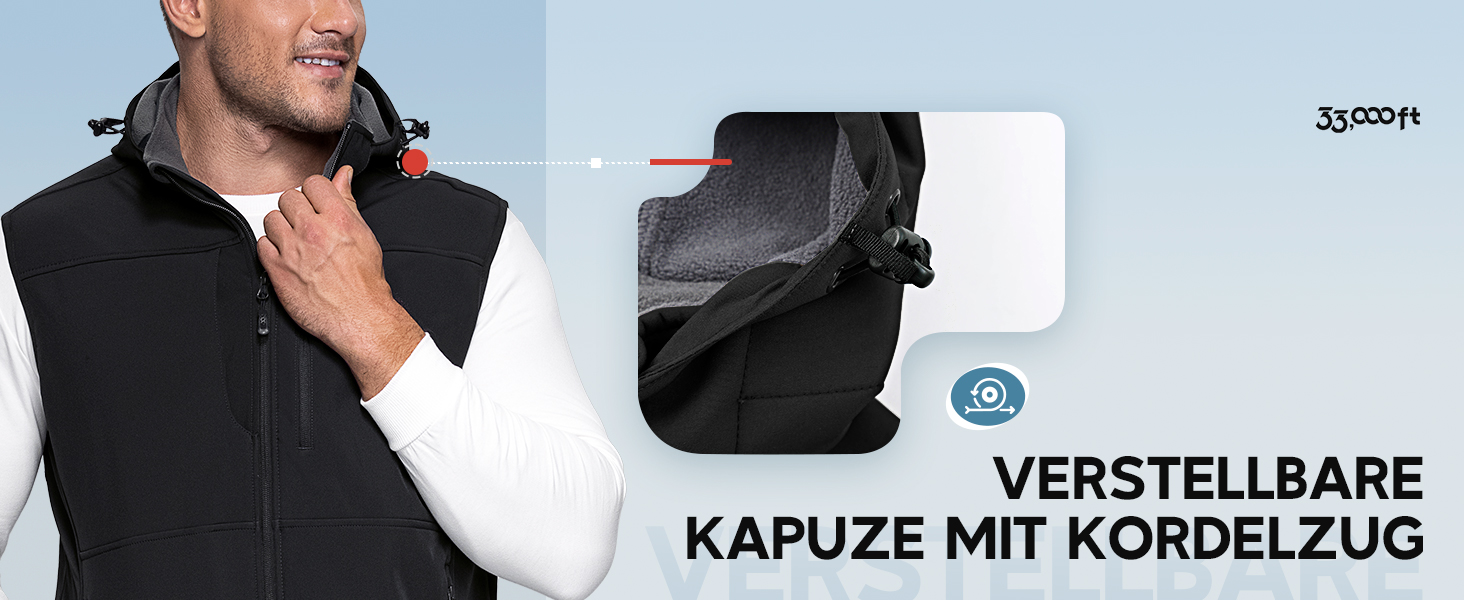 Чоловіча тепла жилетка Softshell з капюшоном, чорна XXL - водонепроникна, без рукавів