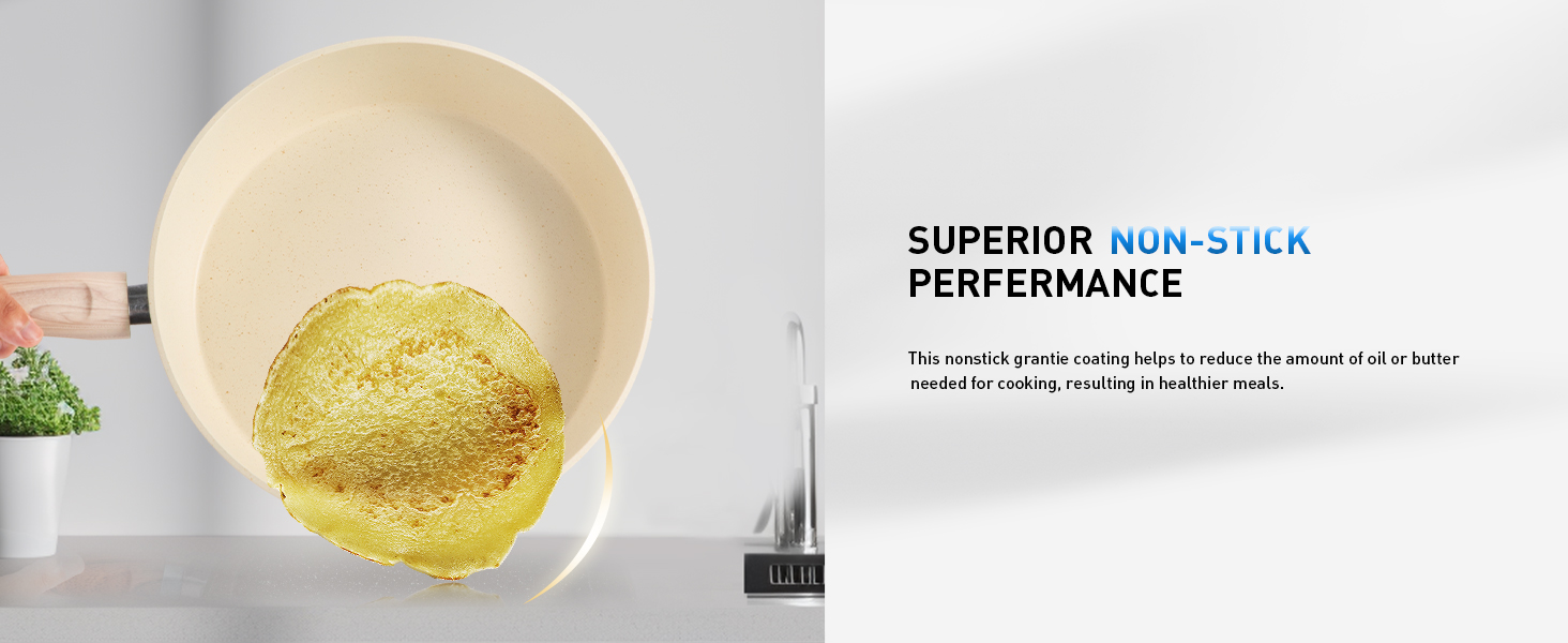 Набір посуду Kitchen Academy 12 предметів: каструлі та сковороди з антипригарним покриттям. Підходить для Induktion, газових та мікрохвильових плит, бежевий